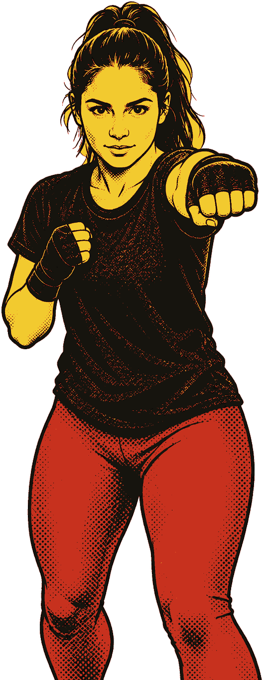 A jab with the right fist dropped to chest height, leaving the chin open
