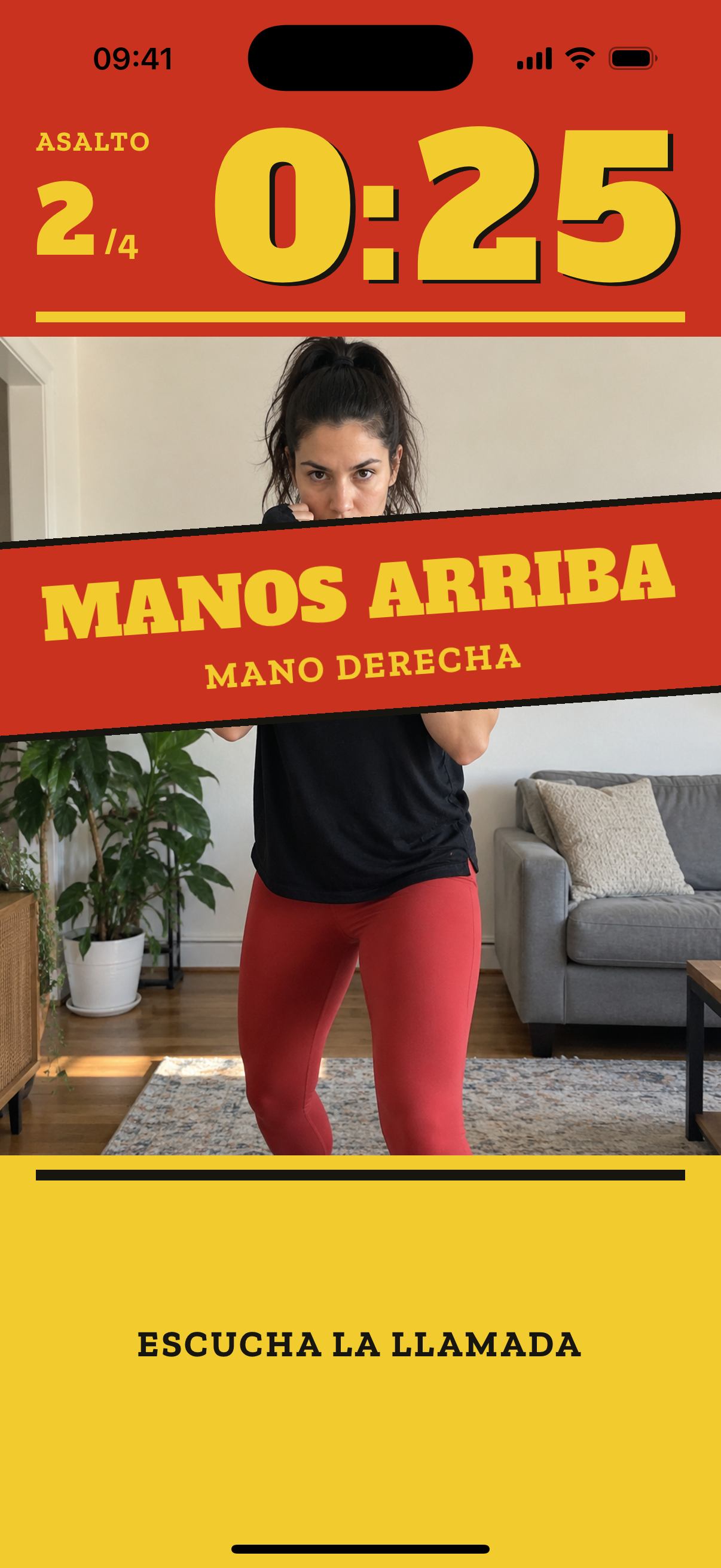 La revisión de guardia: una franja roja dice Manos arriba, mano derecha, sobre la imagen de la cámara
